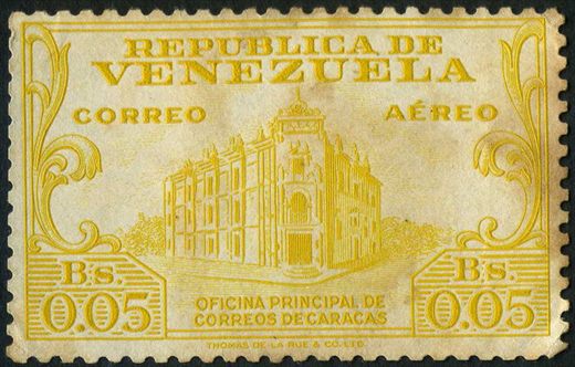 Venezuela - 1953 - Oficina Principal de Correos Caracas De La Rue Aereo - 0.05Bs