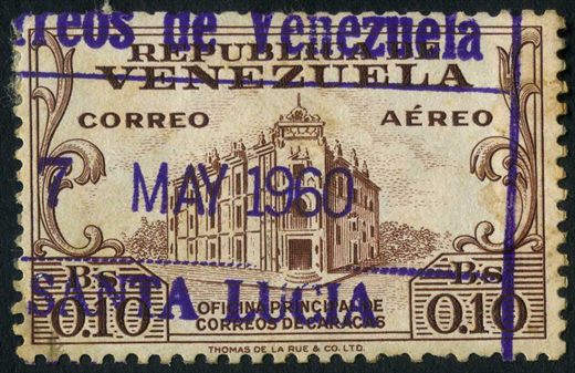 Venezuela - 1953 - Oficina Principal de Correos Caracas De La Rue Aereo - 0.10Bs