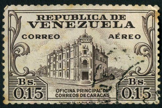 Venezuela - 1953 - Oficina Principal de Correos Caracas De La Rue Aereo - 0.15Bs