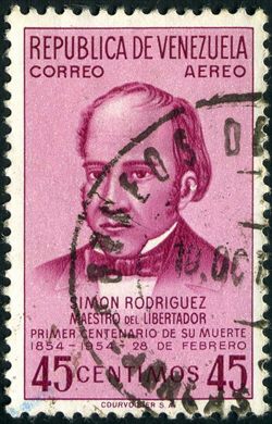 Venezuela - 1954 - Simon Rodriguez Maestro Libertador Aereo - 45C