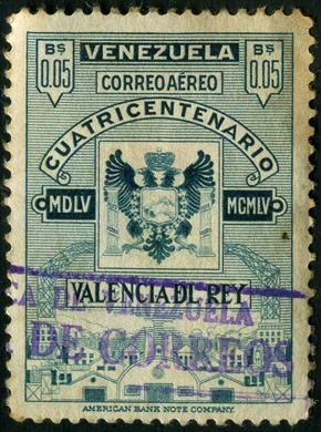 Venezuela - 1955 - Cuatricentenario Valencia del Rey Aereo - 0.10Bs
