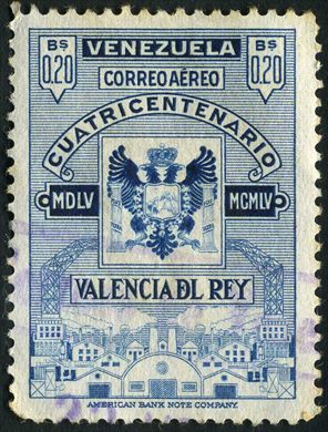 Venezuela - 1955 - Cuatricentenario Valencia del Rey Aereo - 0.20Bs