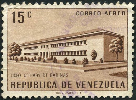 Venezuela - 1956 - Arquitectura - Liceo OLeary Barinas - 15C (Aereo)