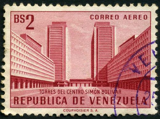 Venezuela - 1956 - Arquitectura - Torres Centro Simon Bolivar - 2Bs (Aereo)