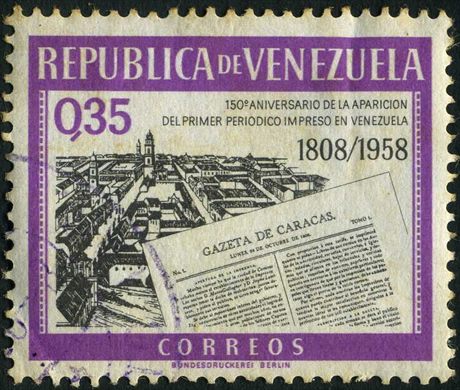 Venezuela - 1958 - Primer Periodico Impreso Gazeta de Caracas - 0.35Bs