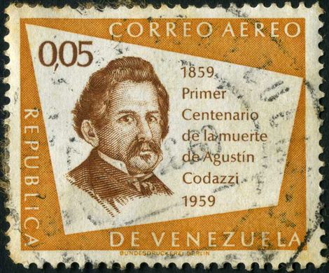 Venezuela - 1959 - Centenario Morte Agustin Codazzi Aereo - 0.05Bs