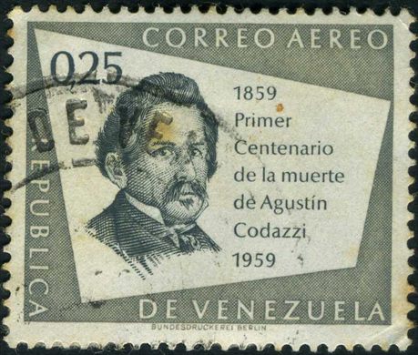 Venezuela - 1959 - Centenario Morte Agustin Codazzi Aereo - 0.25Bs