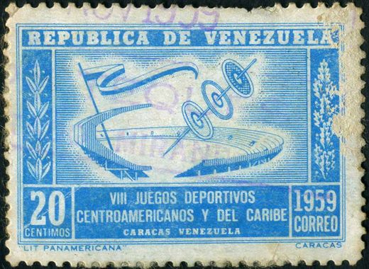Venezuela - 1959 - VIII Juegos Centroamericanos Caribe Estadio azul claro - 20C