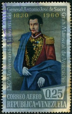 Venezuela - 1960 - 130 Aniversario Muerte Antonio Jose de Sucre - Gran Mariscal de Ayacucho - Aereo - 0.25Bs