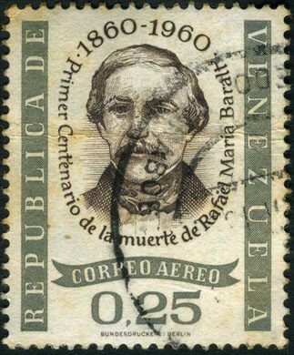 Venezuela - 1960 - Primer Centenario Muerte Rafael Maria Baralt Aereo - 0.25Bs
