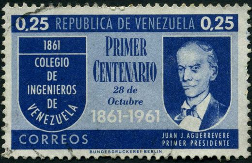 Venezuela - 1961 - Primer Centenario del Colegio de Ingenieros de Venezuela - Juan J Aguerrevere - 0.25Bs