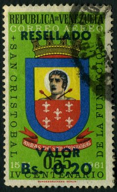 Venezuela - 1961 - IV Centenario Fundacion San Cristobal Aereo Resellado - 0.20Bs