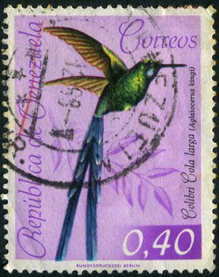 Venezuela - 1962 - Aves Colibri Cola larga Aglaiocercus kingi - 0.40Bs