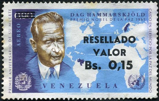 Venezuela - 1962 - Dag Hammarskjold Resellado - 0.15Bs sobre 0.90Bs