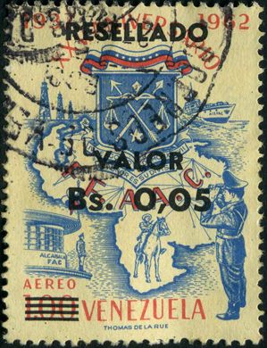 Venezuela - 1962 - FFAAC Resellado - 0.05Bs sobre 1Bs