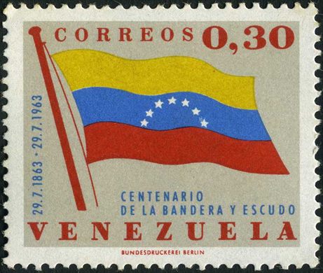 Venezuela - 1963 - Centenario Bandera y Escudo - Bandera - 0.30Bs
