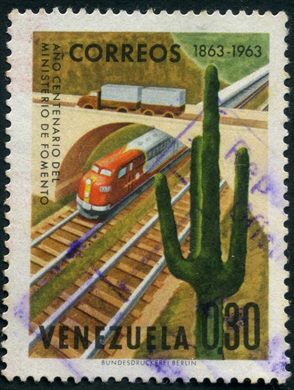 Venezuela - 1963 - Centenario Ministerio de Fomento - Transportes - 0.30Bs