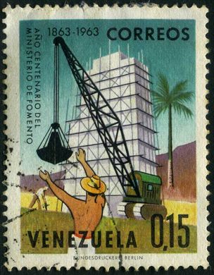 Venezuela - 1963 - Centenario Ministerio de Fomento - Construccion - 0.15Bs