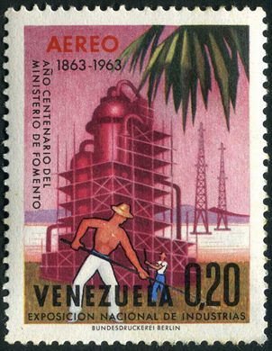 Venezuela - 1963 - Centenario Ministerio de Fomento - Petroleo - 0.20Bs Aereo