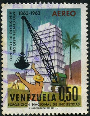 Venezuela - 1963 - Centenario Ministerio de Fomento - Construccion - 0.50Bs Aereo