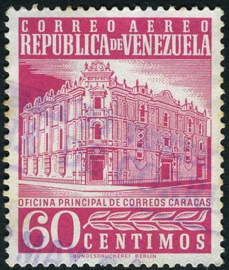 Venezuela - 1965 - Oficina Principal de Correos Caracas Aereo Resellado - 0.05Bs sobre 55C