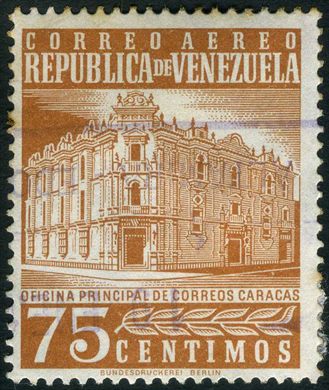 Venezuela - 1965 - Oficina Principal de Correos Caracas Aereo Resellado - 0.05Bs sobre 70C