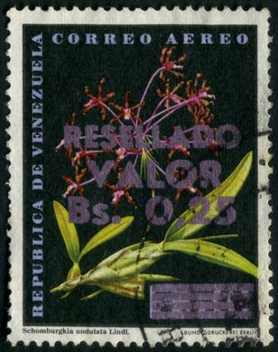 Venezuela - 1965 - Orquideas Resellado - Schomburgkia undulata - 0.25Bs