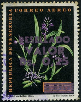 Venezuela - 1965 - Orquideas Resellado - Epidendrum lividum - 0.25Bs