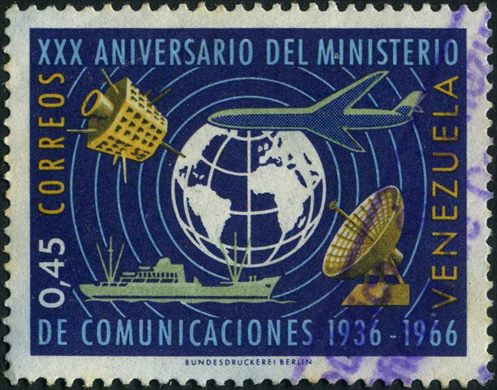 Venezuela - 1966 - XXX Aniversario Ministerio de Comunicaciones - 0.45Bs