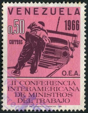 Venezuela - 1966 - II Conferencia Interamericana de Ministros del Trabajo - Mecanico y Avion - 0.50Bs