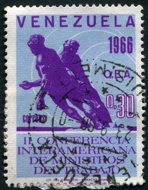 Venezuela - 1966 - II Conferencia Interamericana de Ministros del Trabajo - Figuras en Movimiento violeta - 0.30Bs