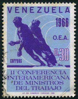 Venezuela - 1966 - II Conferencia Interamericana de Ministros del Trabajo - Figuras en Movimiento azul - 0.30Bs