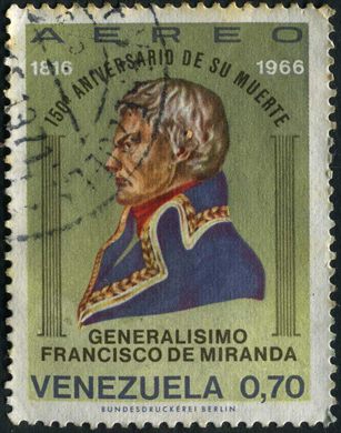 Venezuela - 1966 - 150 Aniversario Muerte Francisco de Miranda - Perfil - Aereo - 0.70Bs