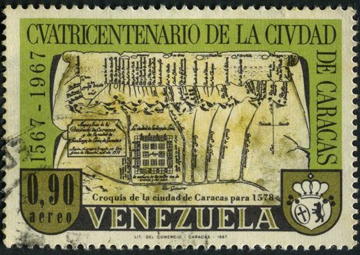 Venezuela - 1967 - Cuatricentenario de Caracas - Croquis de la Ciudad de Caracas para 1578 - 0.90Bs