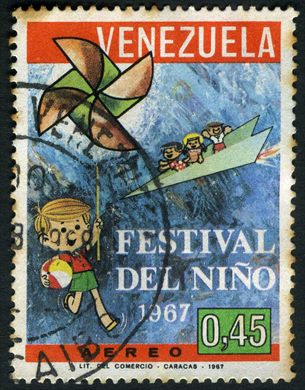 Venezuela - 1967 - Festival del Nino - Crianca com Catavento - Aereo - 0.45Bs