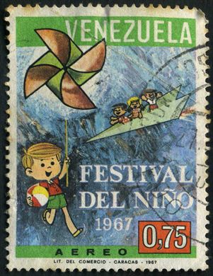 Venezuela - 1967 - Festival del Nino - Crianca com Catavento - Aereo - 0.75Bs