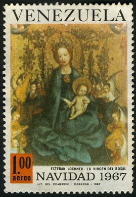 Venezuela - 1967 - Natal La Virgen del Rosal Esteban Lochner Aereo - 1Bs