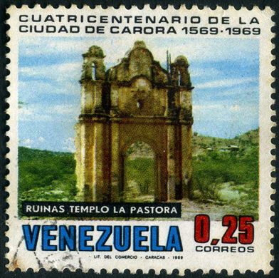 Venezuela - 1969 - Cuatricentenario de Carora - Ruinas Templo La Pastora - 0.25Bs