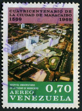Venezuela - 1969 - Cuatricentenario Maracaibo - Hospital Universitario - 0.70Bs Aereo