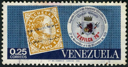 Venezuela - 1970 - EXFILCA 70 - Selo Escuelas Centavo Fuerte - 0.25Bs