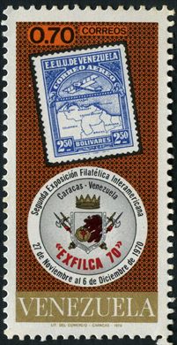 Venezuela - 1970 - EXFILCA 70 - Selo Correio Aereo 2.50Bs - 0.70Bs