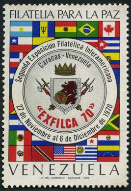 Venezuela - 1970 - EXFILCA 70 - Vinheta Filatelia para la Paz - Sem Valor