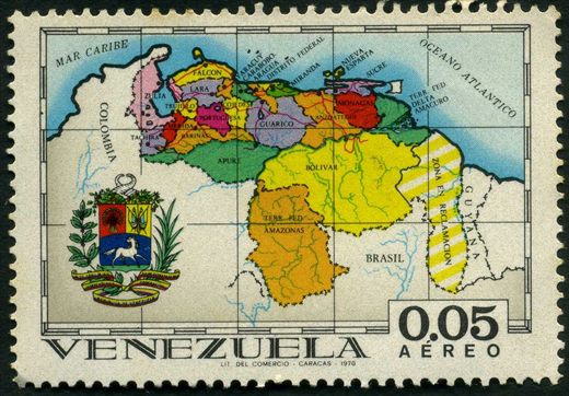 Venezuela - 1970 - Mapa Politico Venezuela - 0.05Bs Aereo
