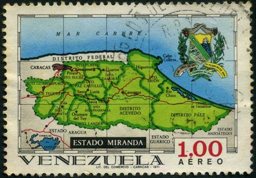 Venezuela - 1971 - Estados de Venezuela - Estado Miranda - 1Bs Aereo