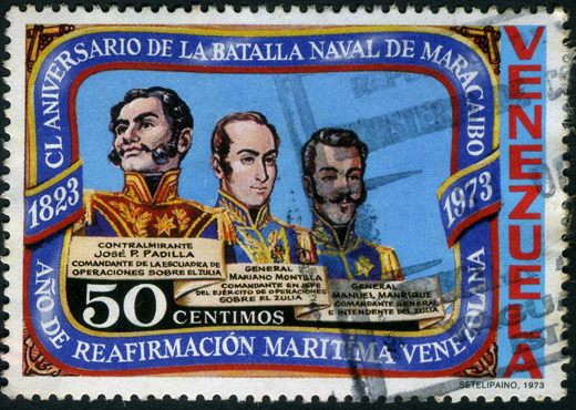 Venezuela - 1973 - 150 Anos Batalla Naval de Maracaibo - Padilla Montilla Manrique - 50C