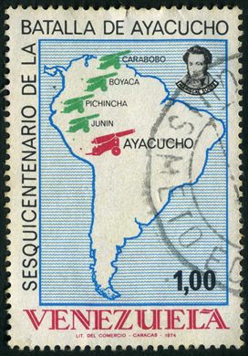 Venezuela - 1974 - Sesquicentenario Batalla de Ayacucho - Mapa - 1Bs
