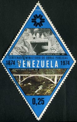 Venezuela - 1974 - Centenario Ministerio de Obras Publicas - Carretera y Autopista Caracas La Guaira - 0.25Bs