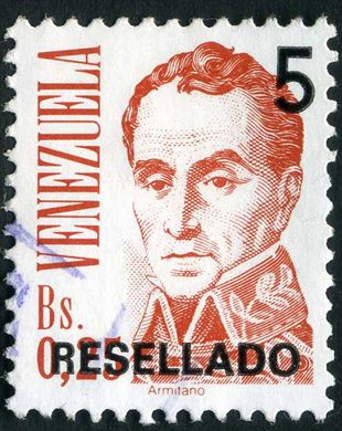 Venezuela - 1981 - Bolivar Armitano Resellado - 5Bs sobre 0.05Bs