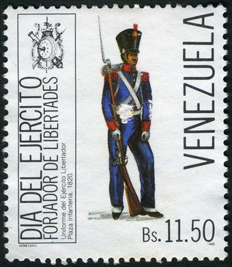 Venezuela - 1988 - Dia del Ejercito Forjador de Libertades - Plaza Infanteria 1820 - 11.50Bs