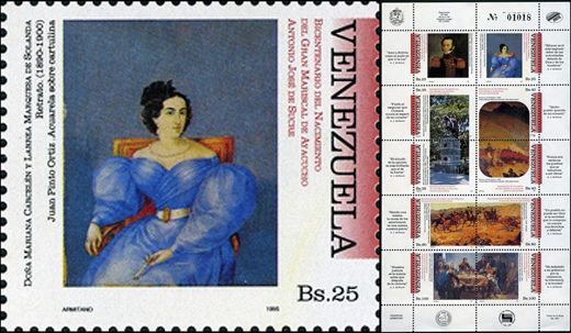 Venezuela - 1995 - Bicentenario Sucre - Dona Mariana Carcelen - 25Bs